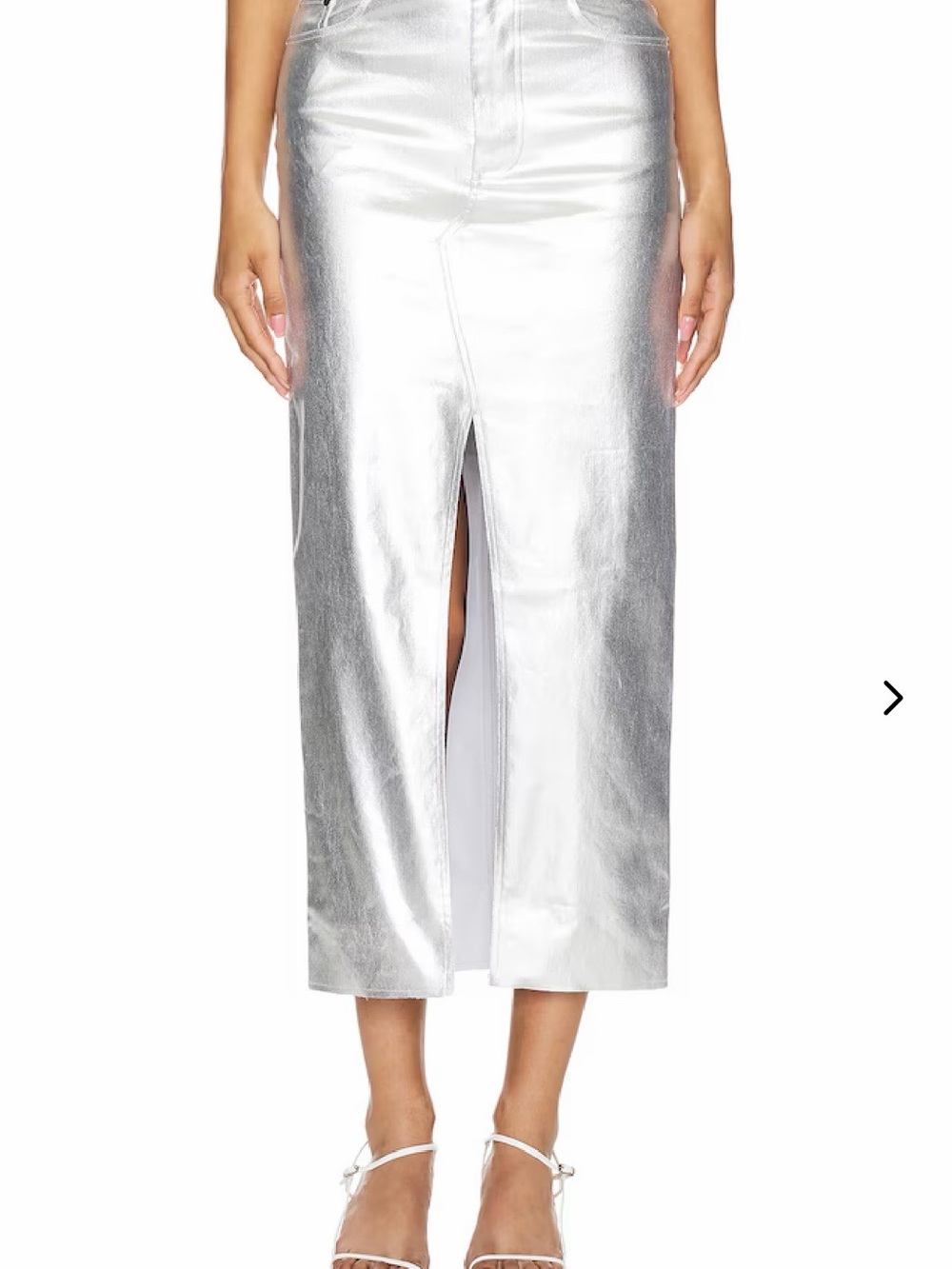 Wayf Metallic Silver Maxi Skirt with Front Slit - Picture 10 of 10